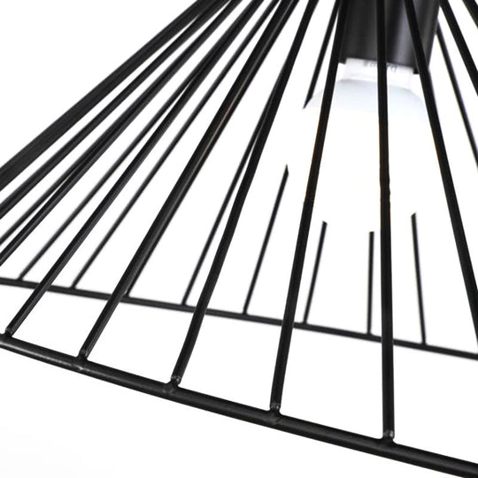 Suspension moderne en fil de fer noir pour plafond de salle à manger avec 1 ampoule
