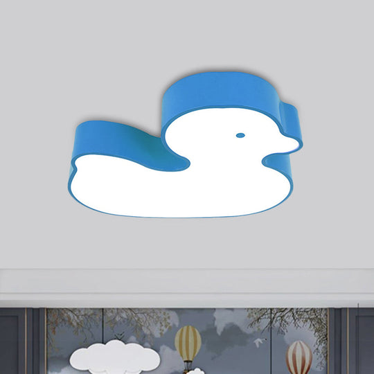 Little Duck Led Flush Mount Children’s Lamp With Colorful Acrylic Close To Ceiling Fixture Blue