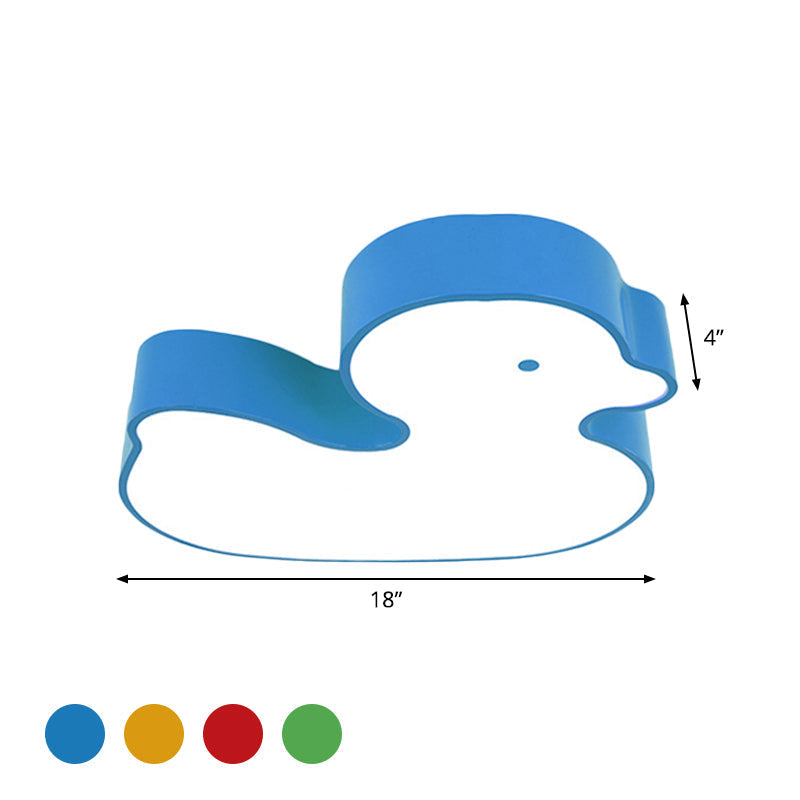 Little Duck Led Flush Mount Children’s Lamp With Colorful Acrylic Close To Ceiling Fixture