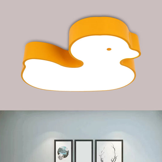 Little Duck Led Flush Mount Childrens Lamp With Colorful Acrylic Close To Ceiling Fixture Yellow
