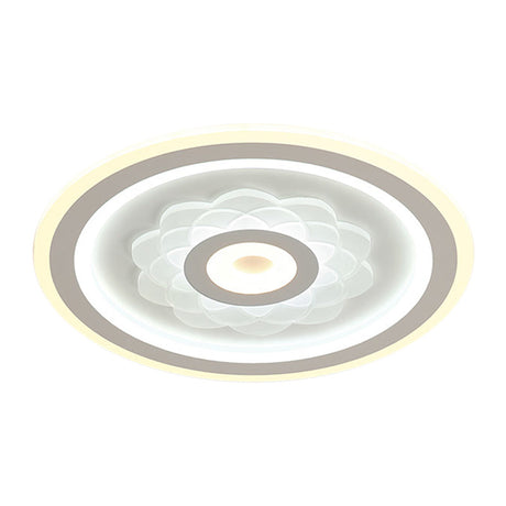 Contemporary Circular Led Ceiling Light Fixture With White Acrylic Flushmount And Elegant Flower