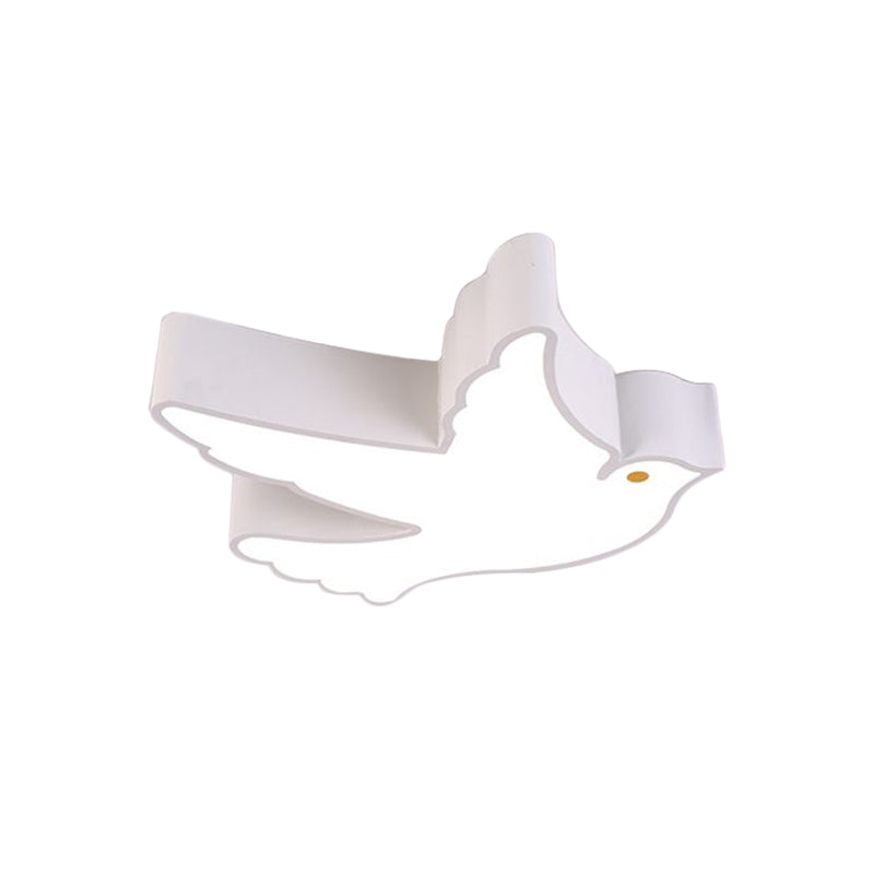 Kid’s Flying Pigeon Led Flush Mount Ceiling Fixture - White/Red/Yellow