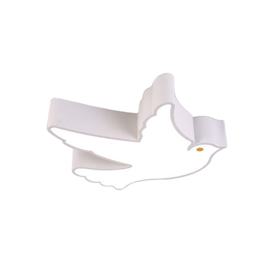 Kid’s Flying Pigeon Led Flush Mount Ceiling Fixture - White/Red/Yellow