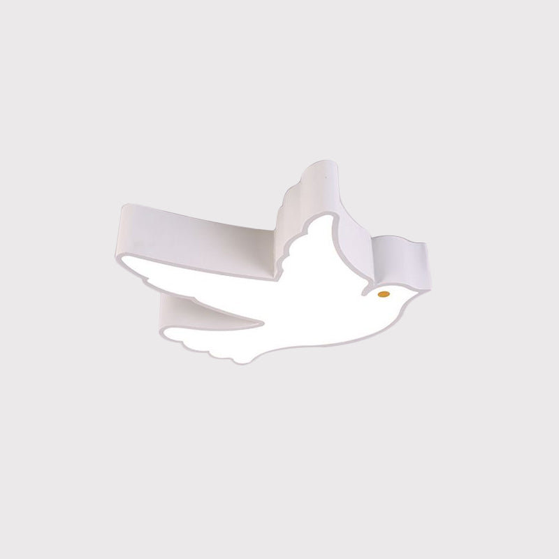 Kid’s Flying Pigeon Led Flush Mount Ceiling Fixture - White/Red/Yellow