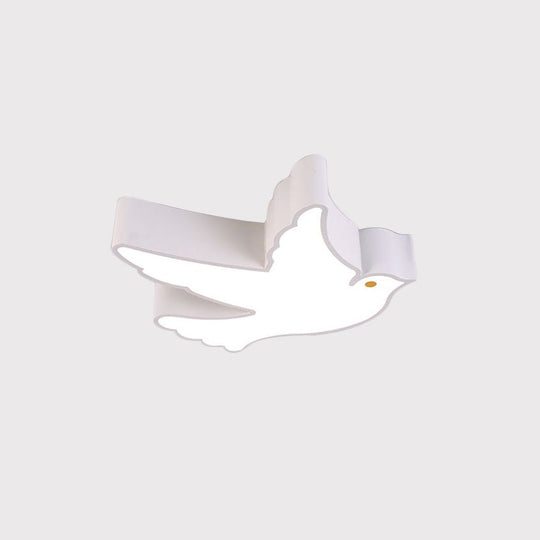 Kid’s Flying Pigeon Led Flush Mount Ceiling Fixture - White/Red/Yellow