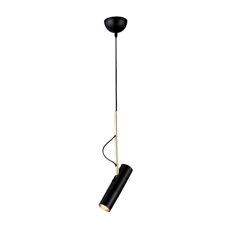 Metallic Cylinder Mini Pendant Light Fixture - Black/White With Warm/White Option