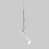 Metallic Cylinder Mini Pendant Light Fixture - Black/White With Warm/White Option