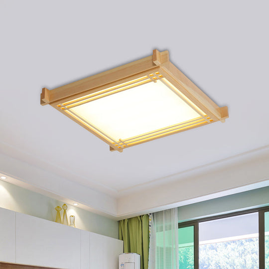 Minimalist Wood Oblong Led Ceiling Light In Beige - 3 Sizes (14’/19.5’/23’) Warm/White