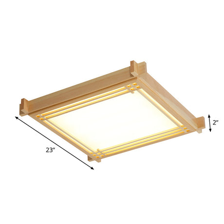 Minimalist Wood Oblong Led Ceiling Light In Beige - 3 Sizes (14’/19.5’/23’) Warm/White