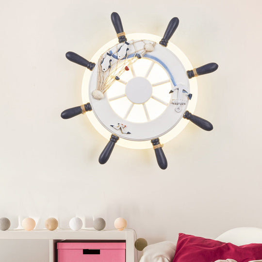 Rudder Bedside Wall Lamp - Acrylic Led Creative Lighting In Light Blue/White White