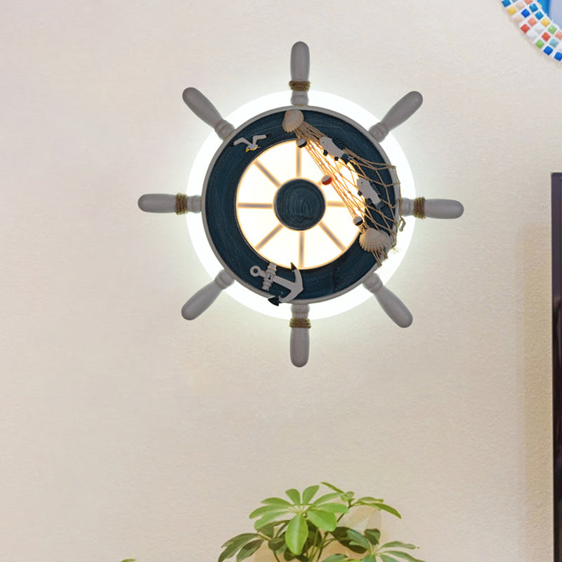 Rudder Bedside Wall Lamp - Acrylic Led Creative Lighting In Light Blue/White