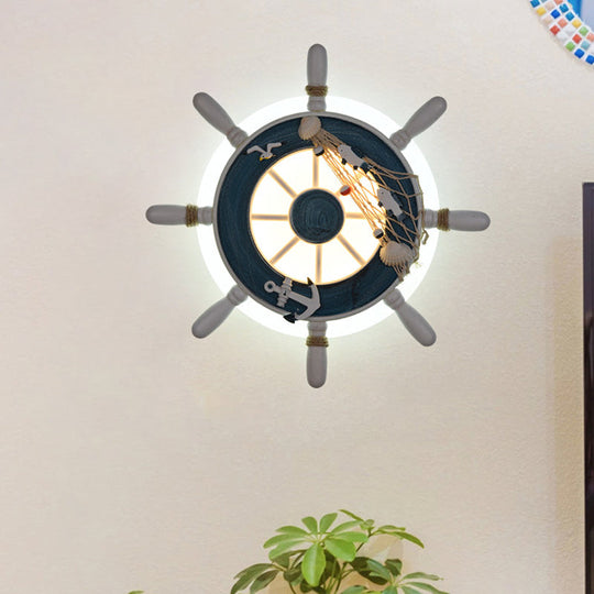 Rudder Bedside Wall Lamp - Acrylic Led Creative Lighting In Light Blue/White