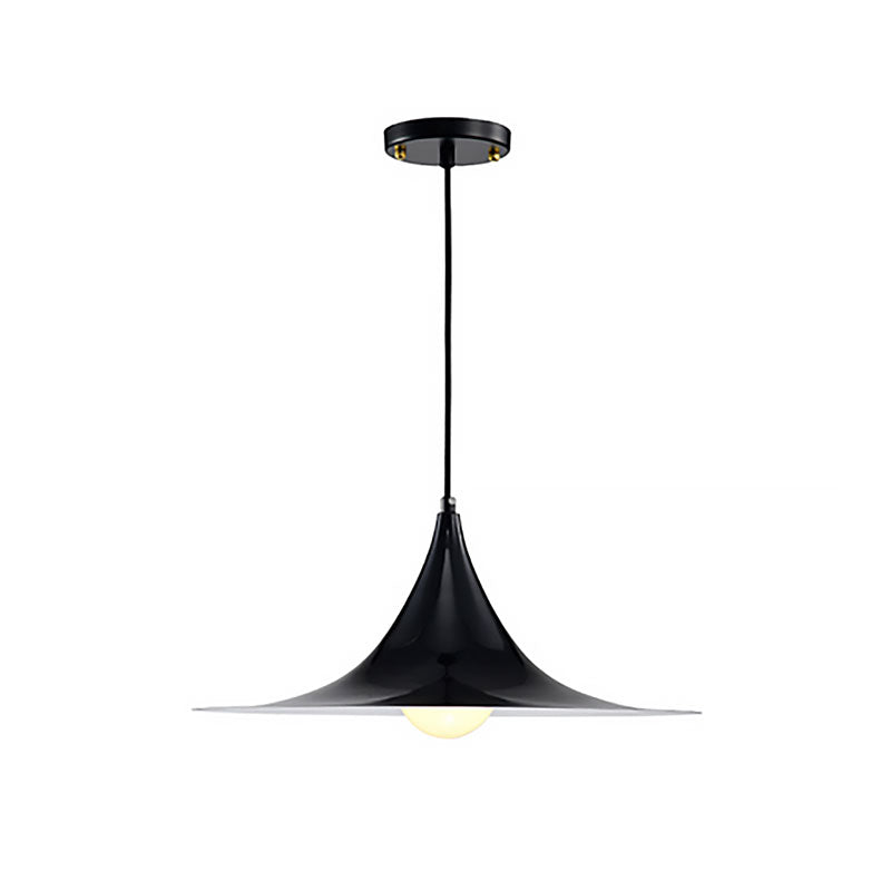 Nordic Style Metal Flared Suspension Light - 1 Black/White/Gold Hanging Ceiling