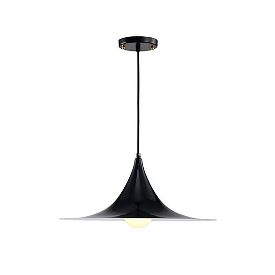 Nordic Style Metal Flared Suspension Light - 1 Black/White/Gold Hanging Ceiling