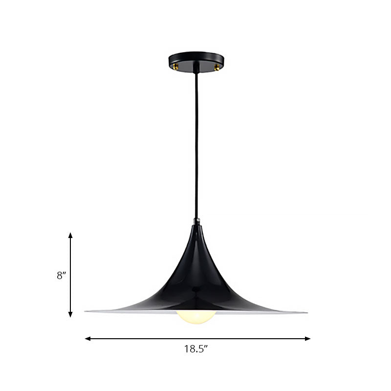 Nordic Style Flared Suspension Light - Metal 1 Black/White/Gold Hanging Ceiling Fixture