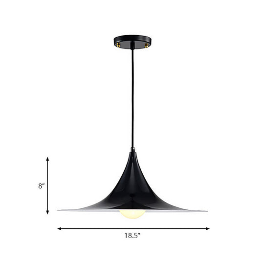 Nordic Style Flared Suspension Light - Metal 1 Black/White/Gold Hanging Ceiling Fixture