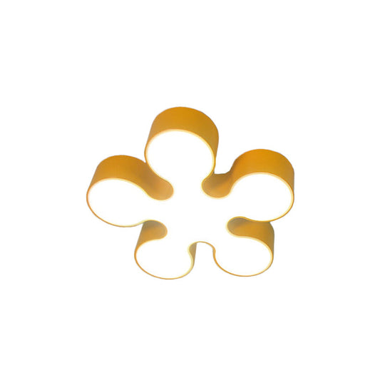 Children’s Led Blossom Ceiling Light In Blue/Red/Yellow - Acrylic Flush Mount