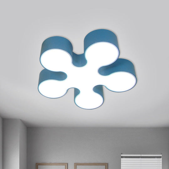 Children’s Led Blossom Ceiling Light In Blue/Red/Yellow - Acrylic Flush Mount Blue
