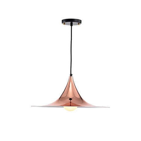 Nordic Style Flared Suspension Light - Metal 1 Black/White/Gold Hanging Ceiling Fixture