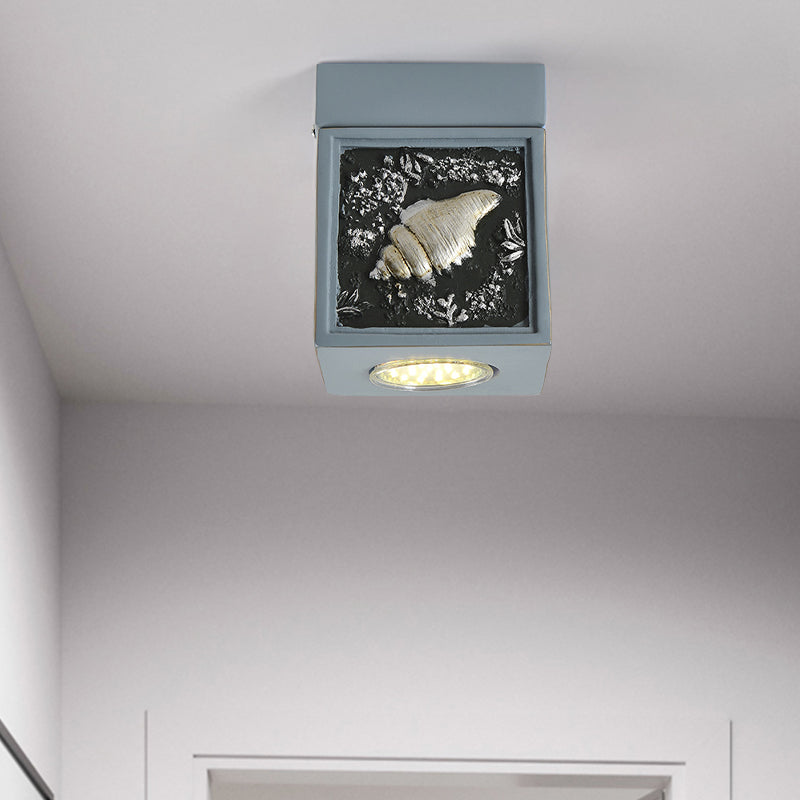 Blue/Light Blue Shell Design Kids Ceiling Light - Cubic Corridor Resin Flush Mount Fixture 1 - Light