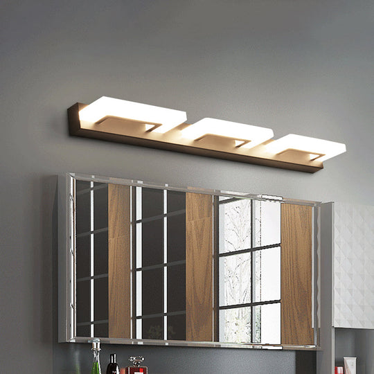 Modern Acrylic Rectangle Vanity Sconce - 2/3 Heads Black Wall Lighting For Bathroom With Warm/White