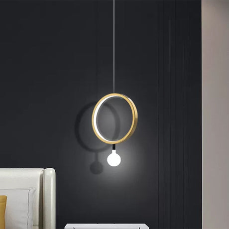 Minimal Aluminum Led Pendant Lamp With Milk Glass Shade - Warm/White Light Brass / White Round