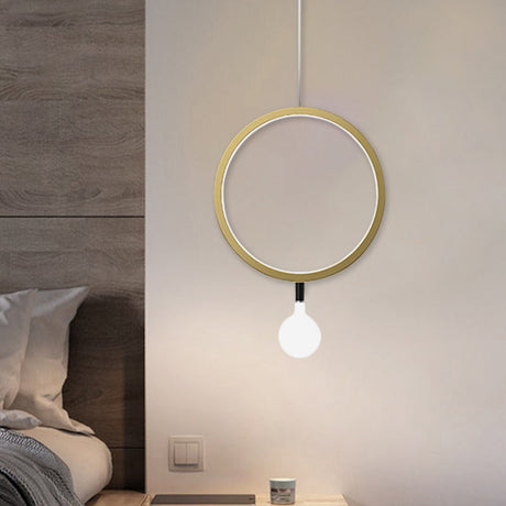 Minimal Aluminum Led Pendant Lamp With Milk Glass Shade - Warm/White Light