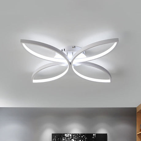 Clover Metallic Led Ceiling Light In Warm/White - Modern Semi Flush Mount 23/29 Wide White / 23 Warm