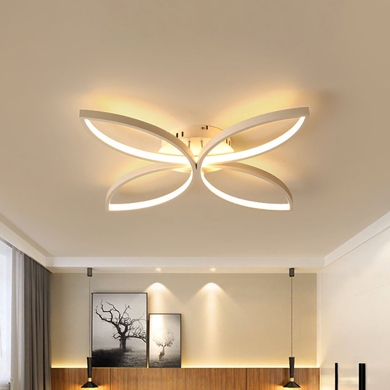 Clover Metallic Led Ceiling Light In Warm/White - Modern Semi Flush Mount 23’/29’ Wide