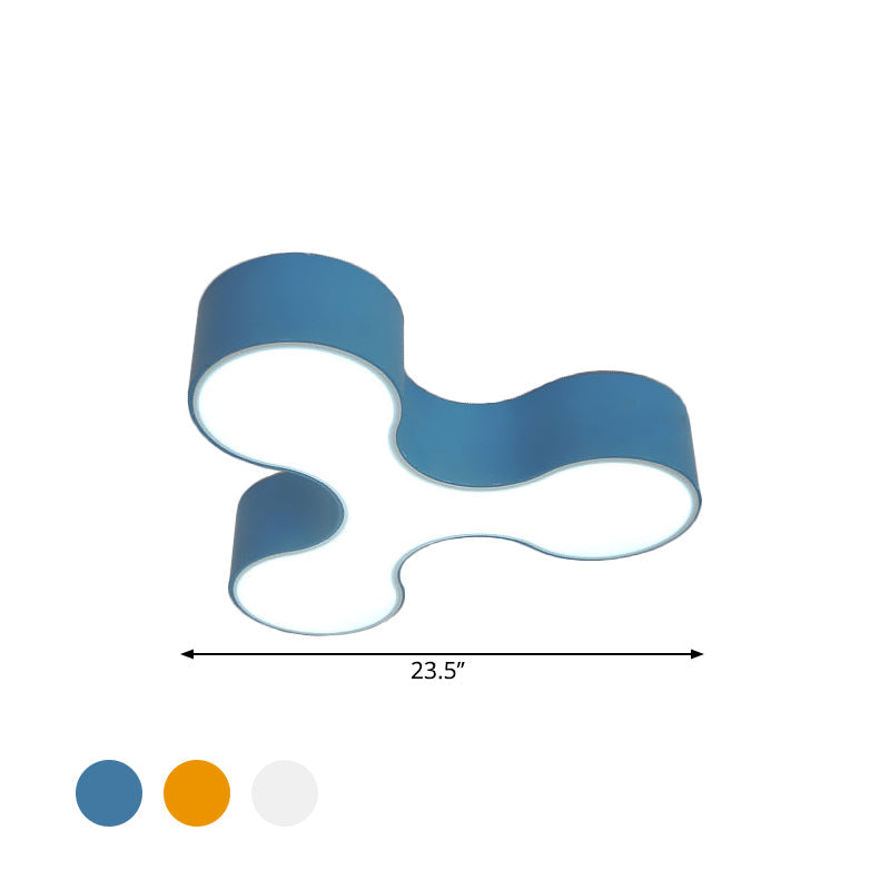 Macaroon Nursery Led Ceiling Light Fixture In White/Yellow/Blue With Acrylic Y - Shaped Shade