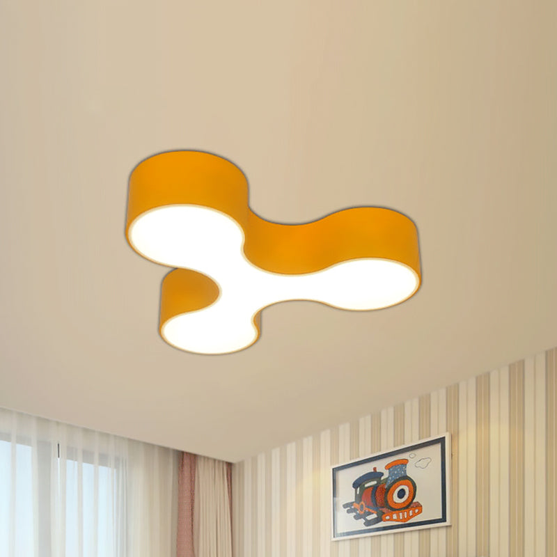 Macaroon Nursery Led Ceiling Light Fixture In White/Yellow/Blue With Acrylic Y - Shaped Shade
