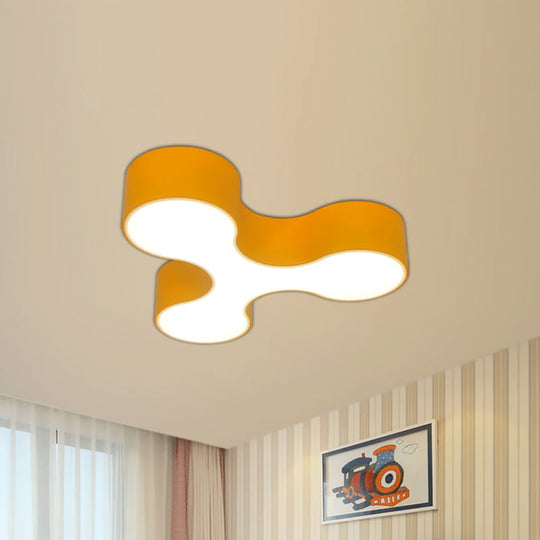 Macaroon Nursery Led Ceiling Light Fixture In White/Yellow/Blue With Acrylic Y - Shaped Shade