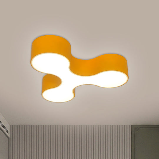 Macaroon Nursery Led Ceiling Light Fixture In White/Yellow/Blue With Acrylic Y - Shaped Shade
