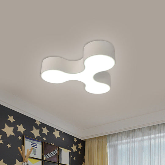 Macaroon Nursery Led Ceiling Light Fixture In White/Yellow/Blue With Acrylic Y - Shaped Shade