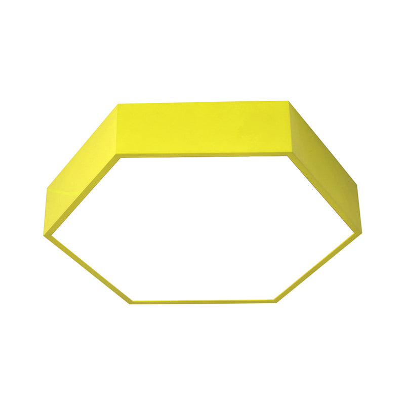 Children’s Hexagon Led Flush Ceiling Light In Macaroon Acrylic: Red/Yellow/Green Mount Lighting