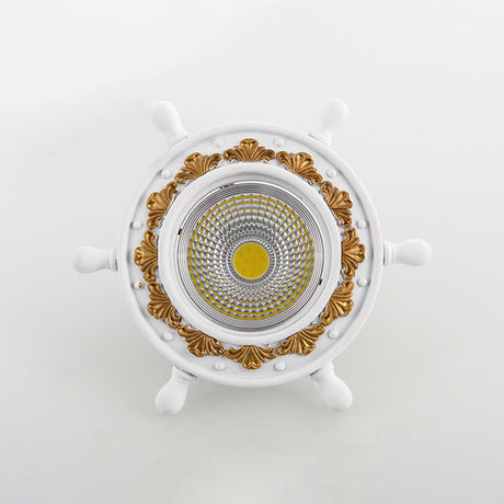 Led Rudder Ceiling Light With Resin Shade - Black/White/Blue Flush Mount Fixture