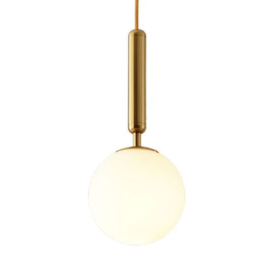 Modernist Spherical White Glass Pendant Light - 1 6/8/10 Wide Black/Gold Hanging Fixture