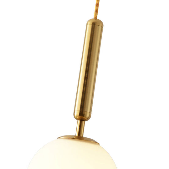 Modernist White Glass Pendant Light With Black/Gold Finish - Adjustable Sizes