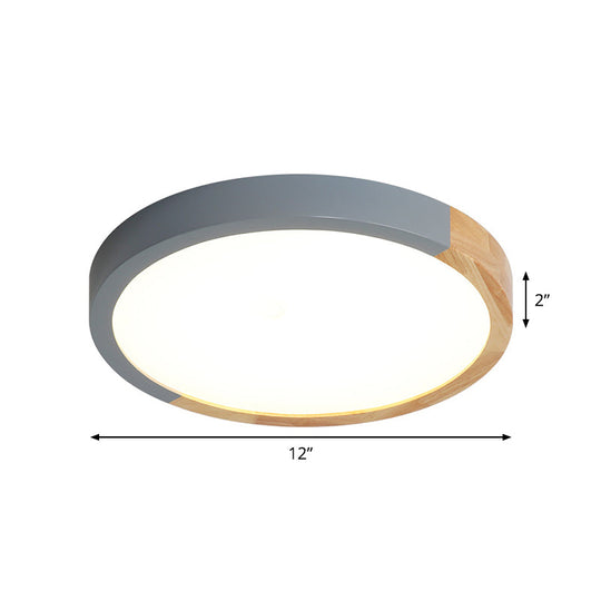 Modernist Metal Led Flush Mount Light In Beige - Circular Close To Ceiling Lighting 12/15/19 Wide
