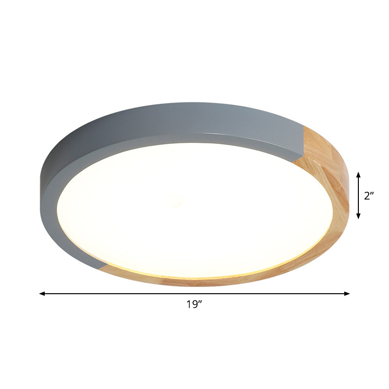 Modernist Metal Led Flush Mount Light In Beige - Circular Close To Ceiling Lighting 12’/15’/19’ Wide