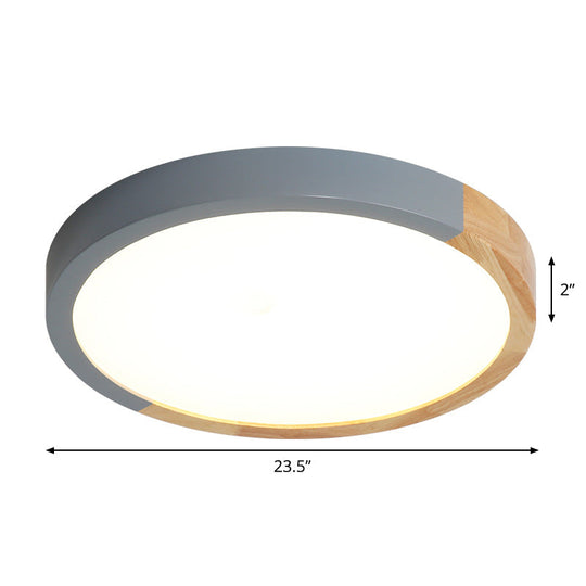 Modernist Metal Led Flush Mount Light In Beige - Circular Close To Ceiling Lighting 12’/15’/19’ Wide