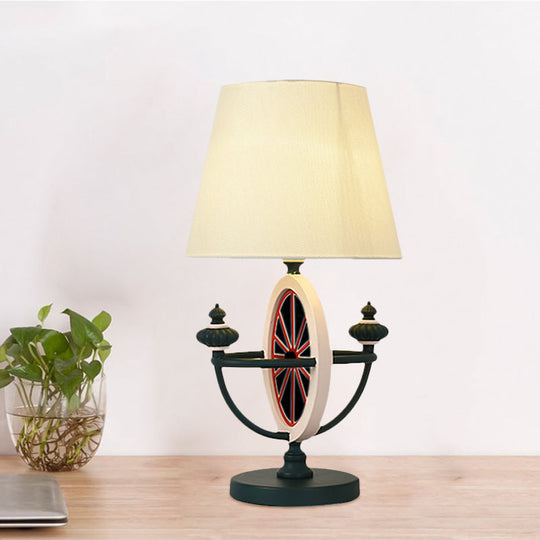 Alessia - Modern Black/Blue Barrel Nightstand Light Nordic Style 1 Head Fabric Desk Lamp With