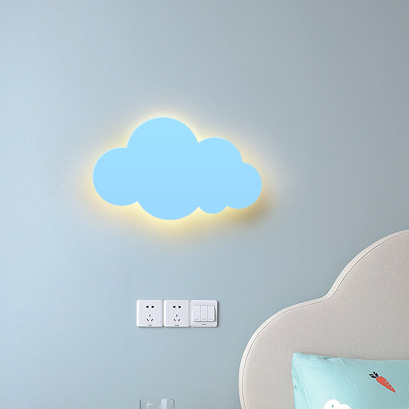 Colorful Cartoon Led Cloud Wall Sconce With Metallic Shade - Pink Yellow Blue