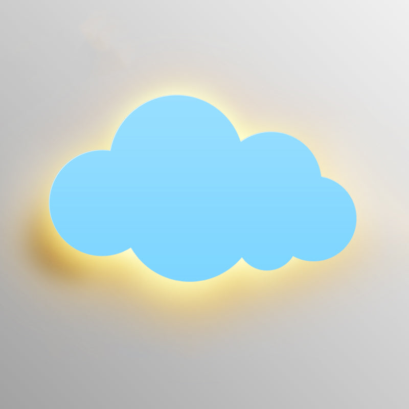 Colorful Cartoon Led Cloud Wall Sconce With Metallic Shade - Pink Yellow Blue