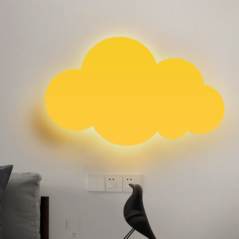 Colorful Cartoon Led Cloud Wall Sconce With Metallic Shade - Pink Yellow Blue