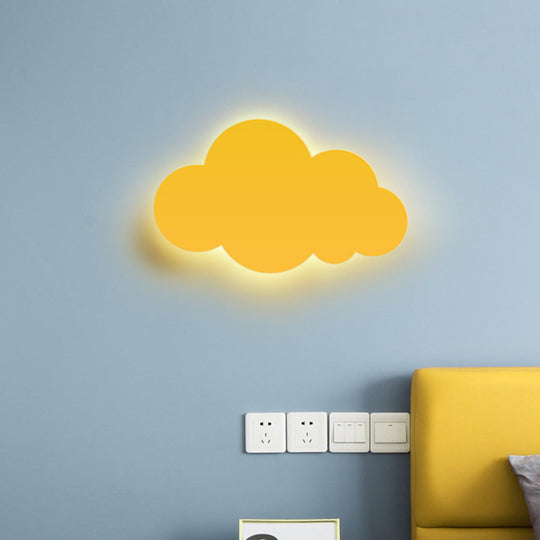 Colorful Cartoon Led Cloud Wall Sconce With Metallic Shade - Pink Yellow Blue