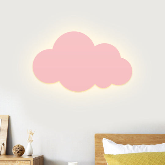 Colorful Cartoon Led Cloud Wall Sconce With Metallic Shade - Pink Yellow Blue