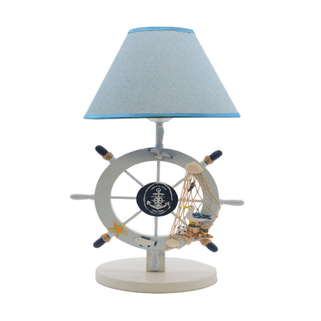 Blue Childrens Desk Lamp With Single Light Rudder Design And Small Conical Shade