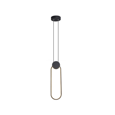 Minimalist Black Ellipse Pendant Led Ceiling Lamp In Warm/White Light