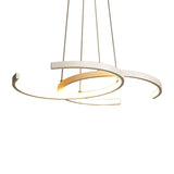 Modern Black/White 2 C-Frame Led Chandelier Pendant With Warm/White Down Lighting